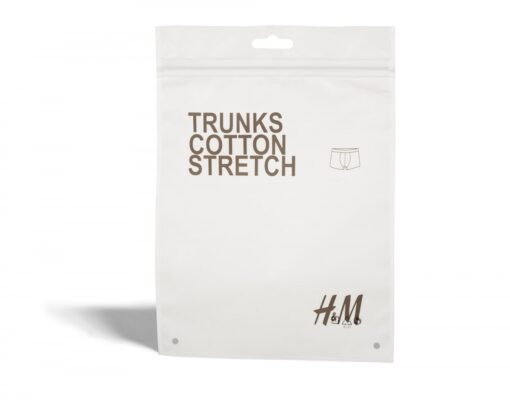 H&M Trunks Cotton Stretch White 3 Side Seal Packaging